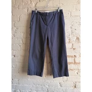 Lands’ End Women’s Cropped Pants Blue White Geometric Cotton Size 8